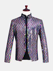 S réversible Colorful paillettes robe costume scène banquet mariage boîte de nuit tenue décontractée blazer - Newchic - Modalova