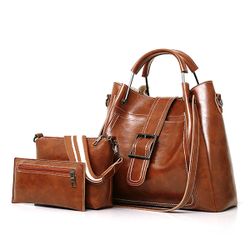 S en faux cuir trois pièces ensemble sac à main sac à bandoulière pochette - Newchic - Modalova