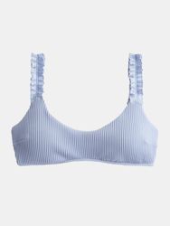 Haut de bikini à volants bretelles côtelé maillot de bain de mode de couleur unies - Newchic - Modalova