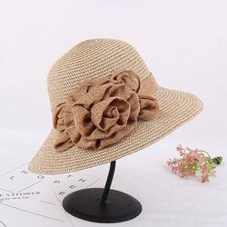 Chapeau de paille soleil large bord floppy plage soleil voyage occasionnel parasol bohème - Newchic - Modalova