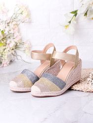 Sandales à bout fermés, espadrilles compensées métalliques décontractées - Newchic - Modalova
