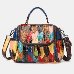 S en cuir véritable alligator multicolore feuilles sac bandoulière sac à bandoulière sac à main - Newchic - Modalova