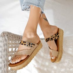 Grande taille s confortables léopard boucle clip orteil espadrille plate-forme pantoufles - Newchic - Modalova