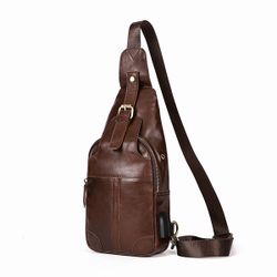 Vintage en cuir véritable USB port de charge sac bandoulière sac bandoulière sac bandoulière pour les s - Newchic - Modalova