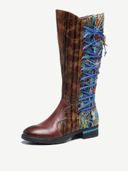 SOCOFY Bottes plates en cuir véritable à motif écorce Soft Bottes mi-mollet - Newchic - Modalova