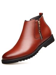 S en cuir microfibre fermeture éclair latérale doublure chaude robe d'affaires bottines - Newchic - Modalova
