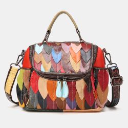 S en cuir véritable alligator multicolore feuilles sac bandoulière sac à bandoulière sac à main - Newchic - Modalova