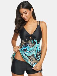 Plus taille maillot de bain imprimé bowknot maillot de bain dos nu avec short garçon - Newchic - Modalova