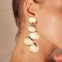 À la mode géométrique rondes longues boucles d'oreilles personnalisé à facettes créatif bijoux en métal - Newchic - Modalova