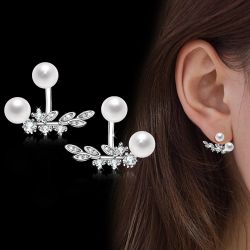 Boucles d'oreilles élégantes suspendues Sliver strass boucles d'oreilles Pearl Leaves Drop s boucles d'oreilles - Newchic - Modalova
