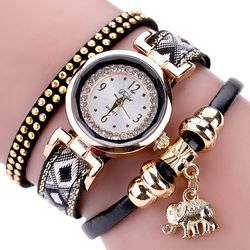 Quartz de la mode montre bracelet en cuir multicouche bracelet éléphant pendentif montre pour les s - Newchic - Modalova