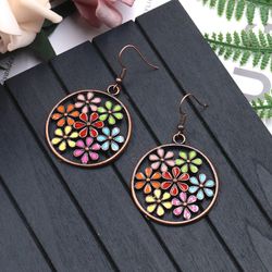 Bohemian Colorful Boucles d'Oreilles Fleur Longues Boucles D'oreilles Bronzes - Newchic - Modalova