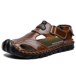 Hommes Main Couture Cuir Anti-collision Non Slip Soft Semelle Sandales Décontractées - Newchic - Modalova