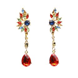 Bohème Womens Vert Rouge Strass Boucles D'oreilles Ailes Charme Pendentif Pendentif Piercing Boucles D'oreilles Bijoux - Newchic - Modalova