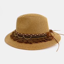 Hommes et femmes Chapeau de paille Chapeau de plage Chapeau de soleil solaire extérieur en bord de mer - Newchic - Modalova