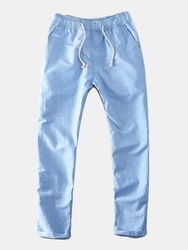 Pantalon décontracté large respirant du style chinois en coton lin avec cordon de serrage - Newchic - Modalova