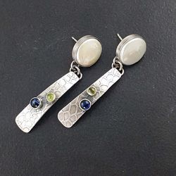 Boucles d'oreilles Vintage Pearl Shell s Boucles d'oreilles pendantes en argent 925 Peridot Lapis - Newchic - Modalova