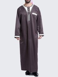 Robe costume fashion islamique en couleur pure du style musulman arabe moye-orient - Newchic - Modalova