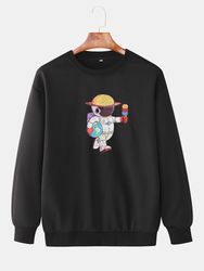 Sweat-shirt décontracté ample à imprimé astronaute mignon de bande dessinées - Newchic - Modalova