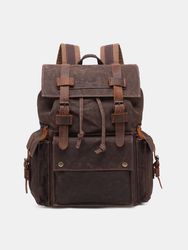 S rétro en plein air imperméable en cuir véritable toile Patchwork randonnée sac à dos de voyage - Newchic - Modalova
