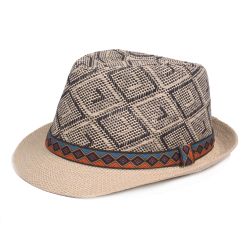 S Vintage Treillis Jazz Cap Seau Chapeau Casquette de plage Voyage Chapeau de Paille Chapeau Respirant - Newchic - Modalova