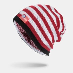 S laine garder au chaud amérique drapeau rayure motif hiver extérieur quotidien en laine bonnet tricot bonnet - Newchic - Modalova