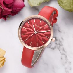 À la mode cadran montre à quartz en cuir PU montre des s étanche montre en or rose - Newchic - Modalova