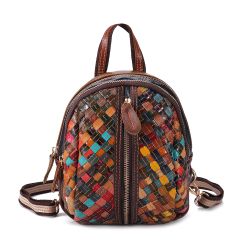 S en cuir véritable main couture patchwork sac à dos multi-slot sacs à main - Newchic - Modalova