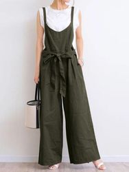 Ceinture Bowknot Combinaisons taille élastique à jambes larges avec poches latérales - Newchic - Modalova