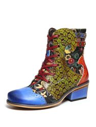 SOCOFY Bottes plates confortables en cuir véritable avec coutures en relief - Newchic - Modalova