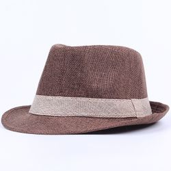 Hommes Femmes Élégant Lin Panama Fedora Jazz Chapeaux Solaire Respirant Plage Sun Chapeaux - Newchic - Modalova
