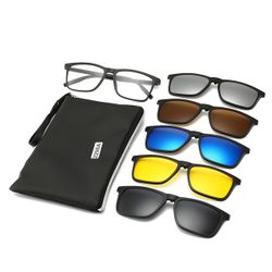 Clip de lunettes de soleil Myopia en cinq parties Lunettes de soleil polarisées Femme grand miroir rond - Newchic - Modalova