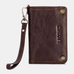 S en cuir véritable rfid 10 fentes pour cartes sac à main fermeture éclair porte-monnaie portefeuille - Newchic - Modalova