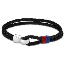 Bracelet Lotus Style LS1813-2-6 - Bracelet Urban Man Cuir Tressé Double Noir Crochet En Acier - 3 suisses - Modalova