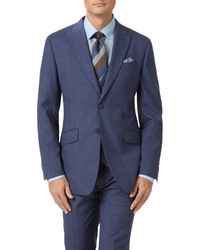 Airforce Slim Fit Panama Check Business Suit Wool Jacket Size 38 Long by - Charles Tyrwhitt - Modalova