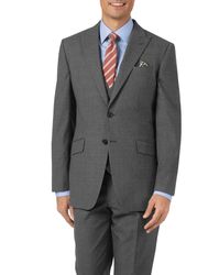 Charcoal Slim Fit Panama Puppytooth Business Suit Wool Jacket Size 38 Long by - Charles Tyrwhitt - Modalova