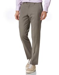 Natural Puppytooth Slim Fit Panama Business Suit Trousers Size W30 L32 by - Charles Tyrwhitt - Modalova
