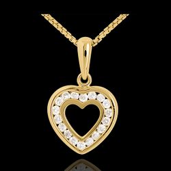 Pendentif coeur en abyme - or jaune 18 carats pavé - 18 diamants - 0.18 carat - Edenly - Edenly - Modalova