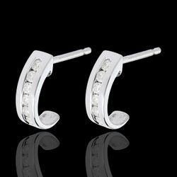 Boucles d'oreilles Demi-Lunes pavées - 12 diamants 0.22 carats - or blanc 18 carats - Edenly - Edenly - Modalova