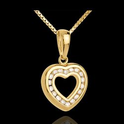 Pendentif coeur en abyme - or jaune 18 carats pavé - 0.25 carat - 18 diamants - Edenly - Edenly - Modalova