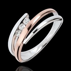 Bague de fiançailles Nid Précieux - Trio de diamants - 3 diamants - or blanc et or rose 18 carats - Edenly - Edenly - Modalova