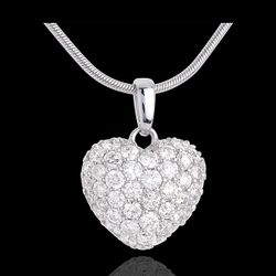 Pendentif coeur pavé or blanc 18 carats et belière (GM - 1.04 carat - 50 diamants - Edenly - Edenly - Modalova