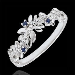 Bague Jardin Enchanté - Feuillage Royal - or blanc 18 carats, diamants et saphirs - Edenly - Edenly - Modalova