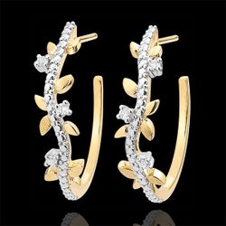 Boucles d'oreilles créoles Jardin Enchanté - Feuillage Royal - or jaune 9 carats et diamants - Edenly - Edenly - Modalova