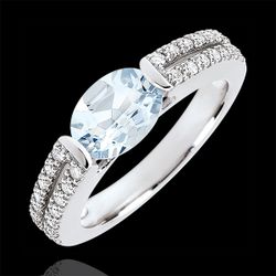 Bague de Fiançailles Victoire - aigue-marine 1.2 carats et diamants - or blanc 18 carats - Edenly - Edenly - Modalova