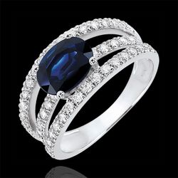 Bague de Fiançailles Destinée - Duchesse variation - saphir 1.7 carats et diamants - or blanc 18 carats - Edenly - Edenly - Modalova