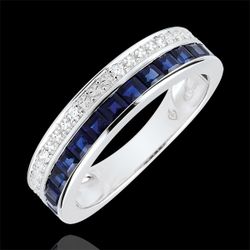 Bague Constellation - Zodiaque - Petit modèle - saphirs bleus et diamants - or blanc 18 carats - Edenly - Edenly - Modalova