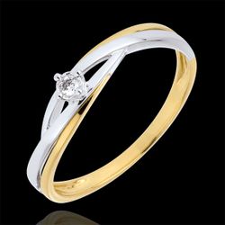 Bague de fiançailles Dova solitaire diamant - diamant 0.03 carat - or blanc et or jaune 9 carats - Edenly - Edenly - Modalova