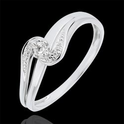 Bague Solitaire accompagné Nid Précieux - Sophia - or blanc 9 carats - diamant 0.013 carat - Edenly - Edenly - Modalova