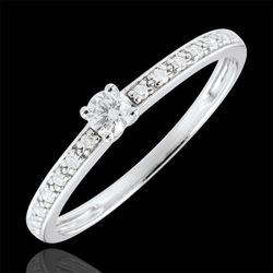 Bague de Fiançailles Or Blanc Solitaire diamant Boréale - 0.09 carat - or blanc 9 carats - Edenly - Edenly - Modalova